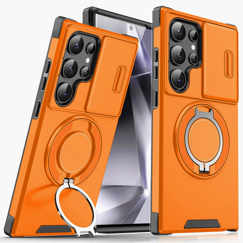 Armor Case voor Galaxy S-serie 🛡️ Schuifbare Camera-protector & 360° Ring 🧲 Magnetische Functie