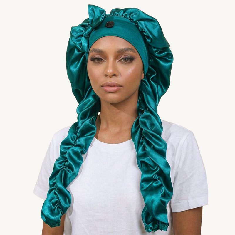 ✨Antislip nachtmuts met zijden strik voor lang haar: ❤️Ideaal om de hele nacht door te slapen