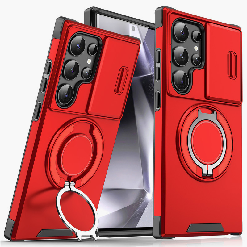 Armor Case voor Galaxy S-serie 🛡️ Schuifbare Camera-protector & 360° Ring 🧲 Magnetische Functie