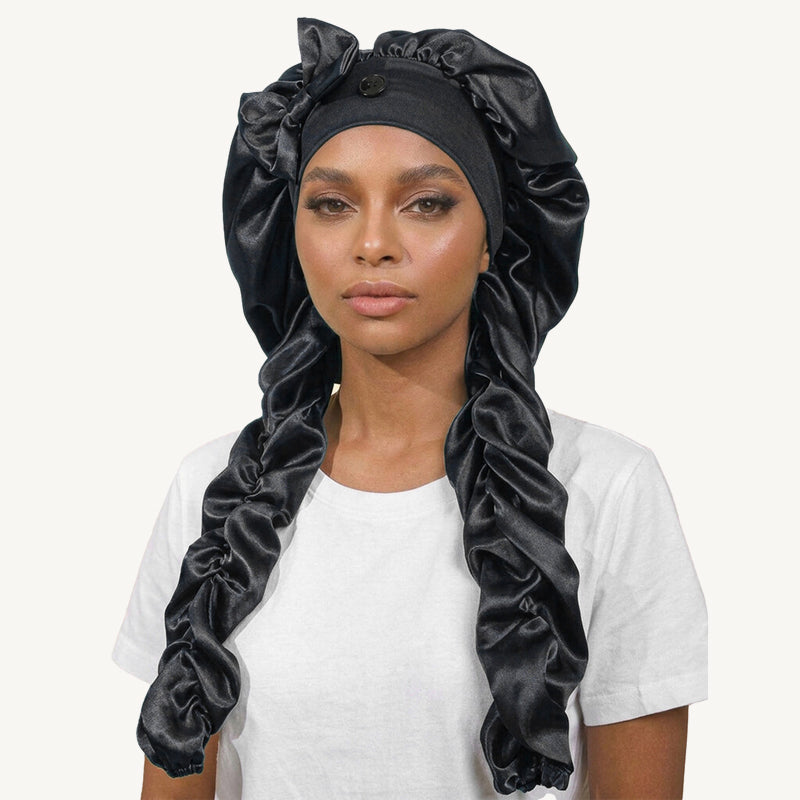 ✨Antislip nachtmuts met zijden strik voor lang haar: ❤️Ideaal om de hele nacht door te slapen