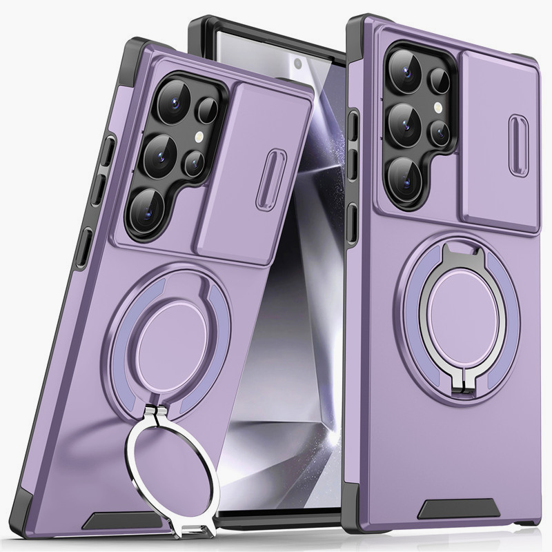Armor Case voor Galaxy S-serie 🛡️ Schuifbare Camera-protector & 360° Ring 🧲 Magnetische Functie