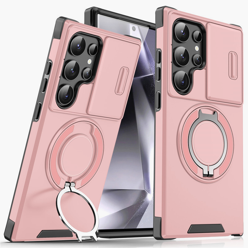 Armor Case voor Galaxy S-serie 🛡️ Schuifbare Camera-protector & 360° Ring 🧲 Magnetische Functie