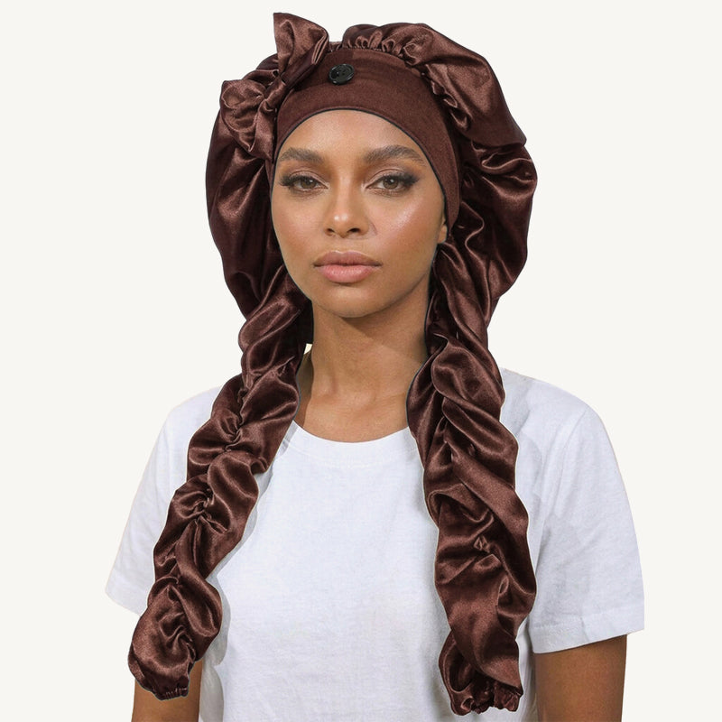 ✨Antislip nachtmuts met zijden strik voor lang haar: ❤️Ideaal om de hele nacht door te slapen