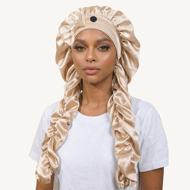✨Antislip nachtmuts met zijden strik voor lang haar: ❤️Ideaal om de hele nacht door te slapen