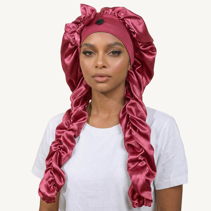 ✨Antislip nachtmuts met zijden strik voor lang haar: ❤️Ideaal om de hele nacht door te slapen