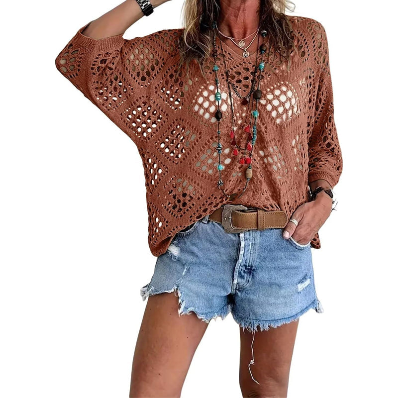 Blijf koel en stijlvol deze zomer! 🌬️🆒  Gebreide trui met V-hals 🌿👕