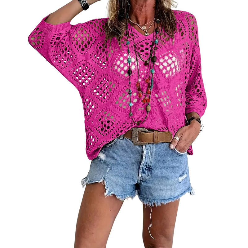 Blijf koel en stijlvol deze zomer! 🌬️🆒  Gebreide trui met V-hals 🌿👕