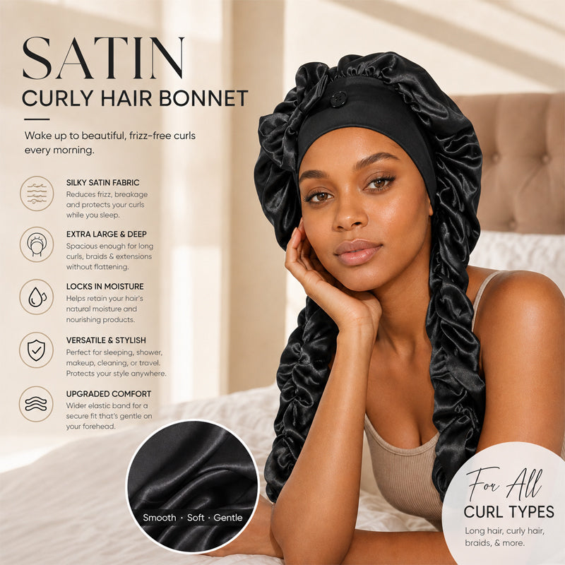✨Antislip nachtmuts met zijden strik voor lang haar: ❤️Ideaal om de hele nacht door te slapen