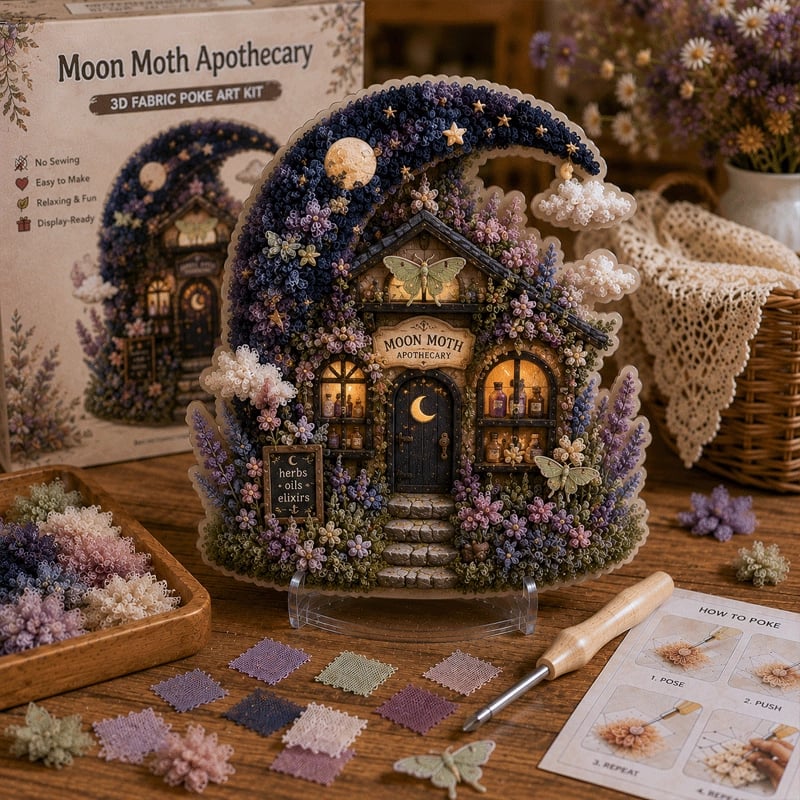 ✨ “Whimsical Village”-set voor 3D-kunst met stof (Poke Art-techniek)