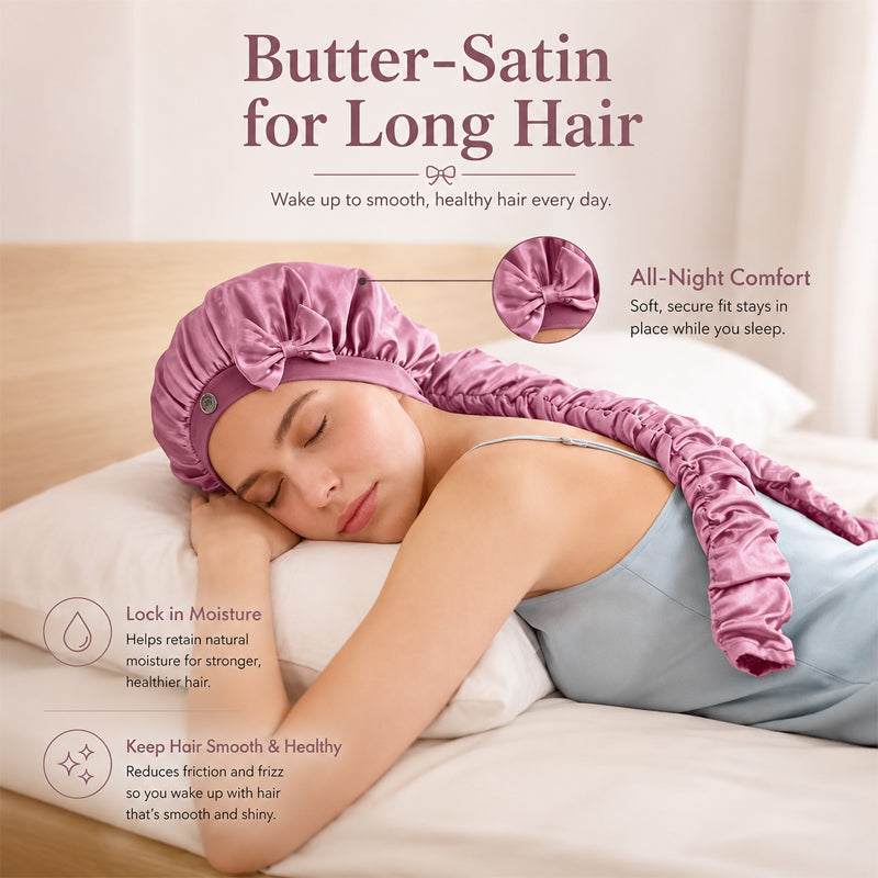 ✨Antislip nachtmuts met zijden strik voor lang haar: ❤️Ideaal om de hele nacht door te slapen
