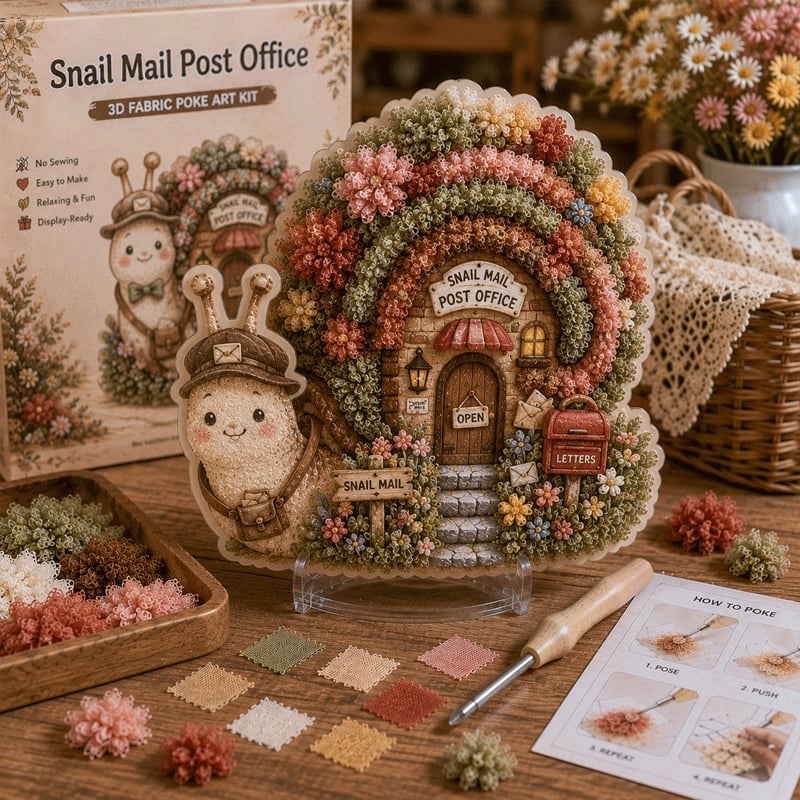 ✨ “Whimsical Village”-set voor 3D-kunst met stof (Poke Art-techniek)