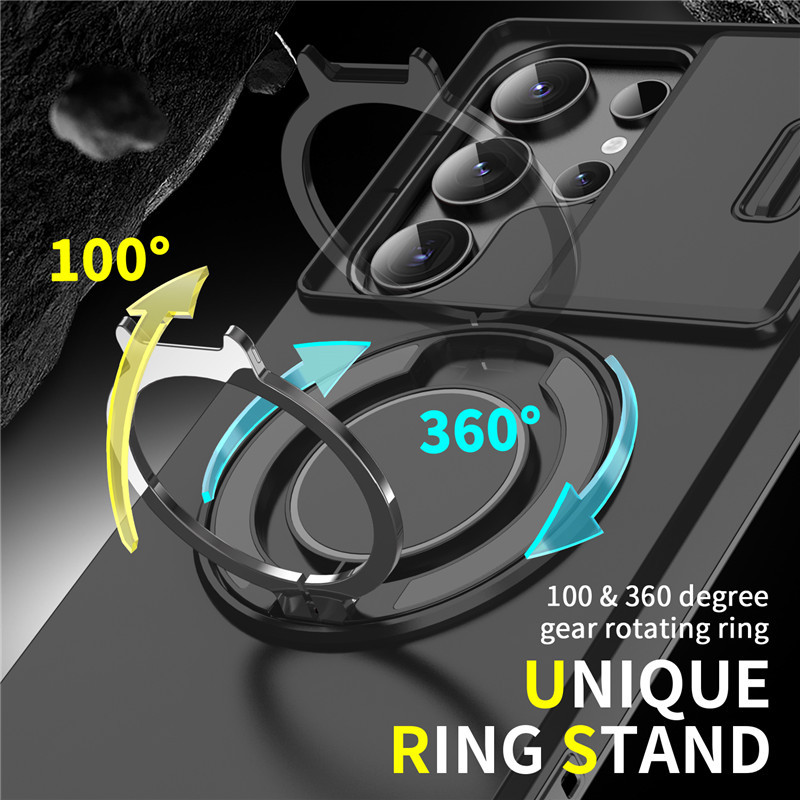 Armor Case voor Galaxy S-serie 🛡️ Schuifbare Camera-protector & 360° Ring 🧲 Magnetische Functie