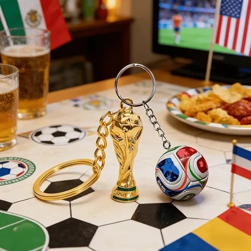 🏆 Sleutelhanger WK 2026: limited edition trofee & voetbal – een cadeau voor fans!