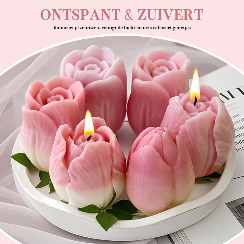 Onze kaarsen met tulpengeur geven je kamer een vrolijke en levendige uitstraling! 🌷🔥