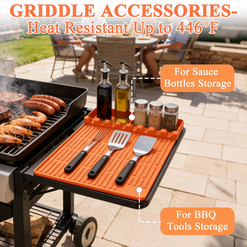 🔥Dite addio a unto e graffi! 🍳Tappetino in silicone per utensili da barbecue con gocciolatoio