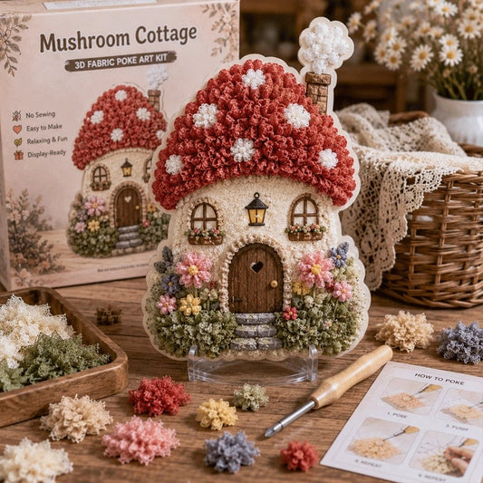 ✨ “Whimsical Village”-set voor 3D-kunst met stof (Poke Art-techniek)
