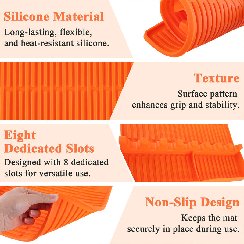 🔥Dite addio a unto e graffi! 🍳Tappetino in silicone per utensili da barbecue con gocciolatoio