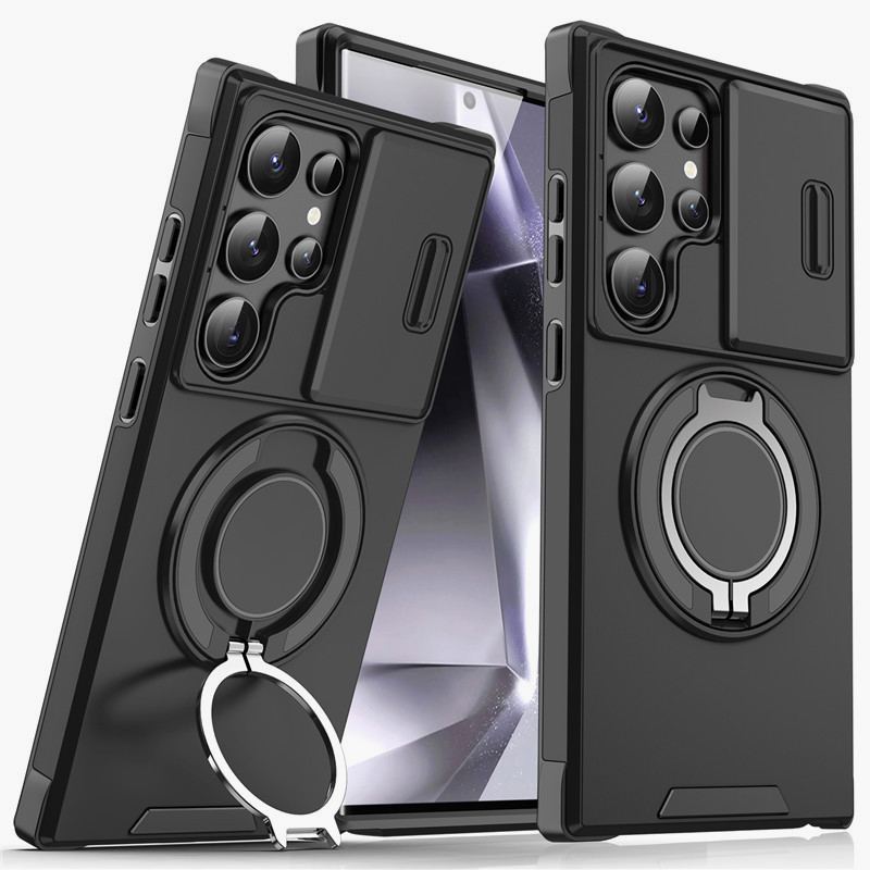 Armor Case voor Galaxy S-serie 🛡️ Schuifbare Camera-protector & 360° Ring 🧲 Magnetische Functie