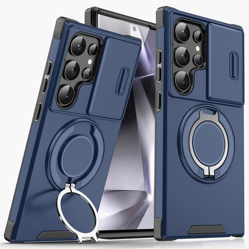 Armor Case voor Galaxy S-serie 🛡️ Schuifbare Camera-protector & 360° Ring 🧲 Magnetische Functie