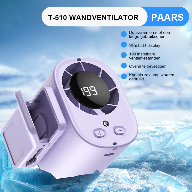 Draagbare koelventilator voor buiten 🌬️✨: met handige heupclip 👖, nekhanger 📿 en comfortabele handgreep ✊.