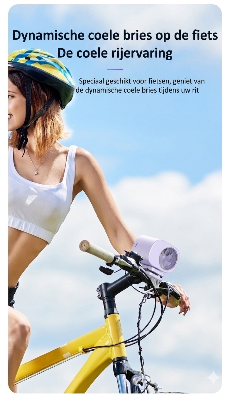 Draagbare koelventilator voor buiten 🌬️✨: met handige heupclip 👖, nekhanger 📿 en comfortabele handgreep ✊.