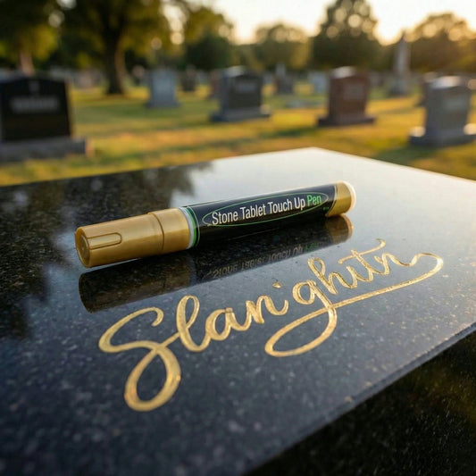 Gouden grafsteenmarker voor het herstellen van vervaagde grafopschriften 🕊️✨