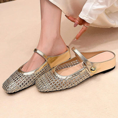 👡45% off!☁️ 2026 New Arrival! Women's Square-Toe Woven Mary Jane Mules 🎀
