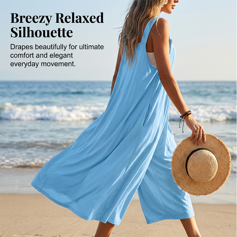 Mouwloze Jumpsuit met Brede Pijpen – Jouw zomerse bries in stijl! ☀️🌬️